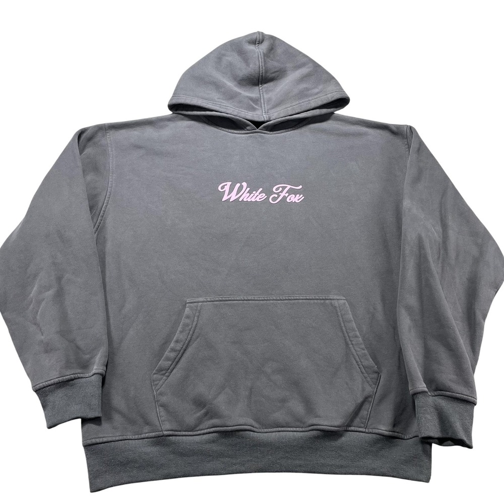 White Fox Hoodie Womens M/L Gray Season 7 Fleece Graphic Pullover Sweatshirt
